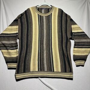 Vintage 90s Y2K Protege Coogi Like Black Gold‎ Stripe Men's Sweater Size XL